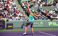 Maria Sharapova Hitting a Volley at the Sony Open